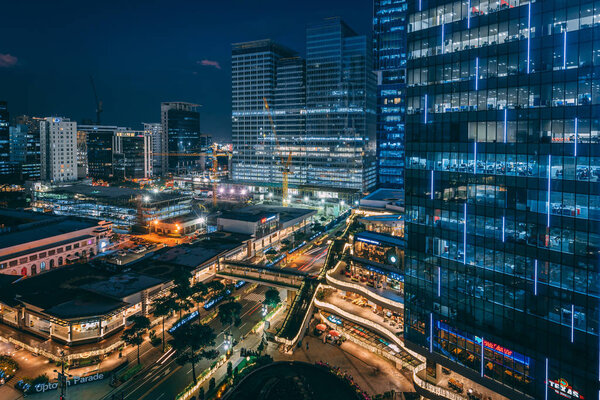 Cityscape night view of Bonafacio Global City, in Manila, Philippines