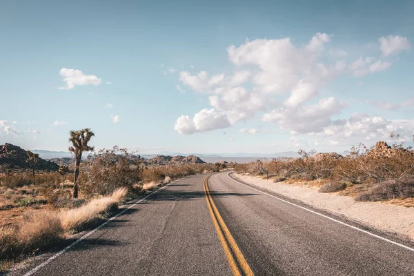 Silnice v poušti, v Joshua Tree National Park, Kalifornie — Stock fotografie