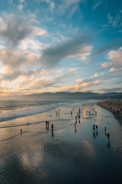 Tramonto sull'Oceano Pacifico, dal molo di Santa Monica a Los Angeles — Foto Stock