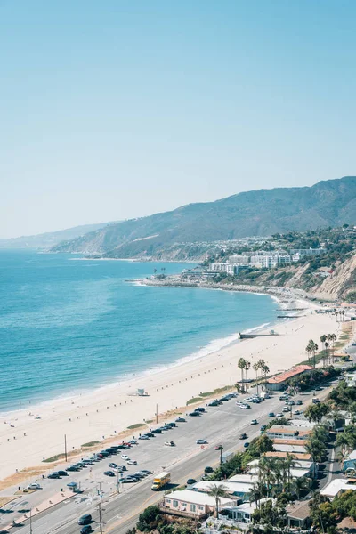 Pohled na tichomořské pobřeží v Pacific Palisades, Los Angeles, Cal — Stock fotografie