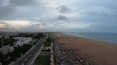 Gopro kahraman 7 siyah 4k 60fps sinematik düzenlenmemiş görüntüler deniz manzaralı marina sahili Chennai 'nin montajlanmamış görüntüleri