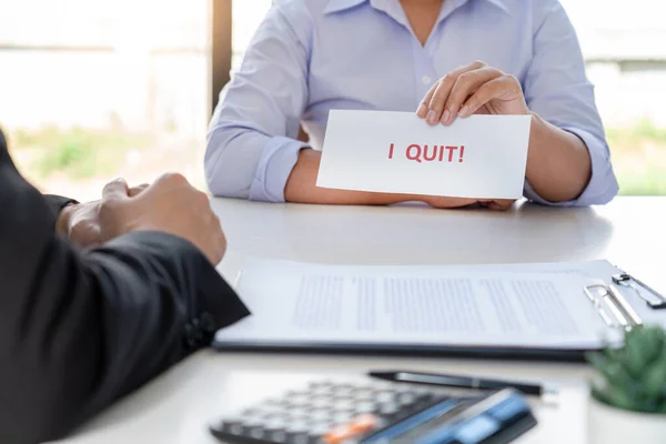 Businessman Sending Resignation Letter Executive Employer Boss Desk Change Job — Stock Photo, Image