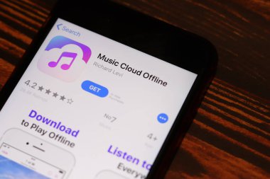 Los Angeles, California, Usa - 26 Kasım 2019: Müzik Bulutu Çevrimdışı Uygulama Mağazası sayfası Masaüstü Görünümü, İllüstrasyon Editörü