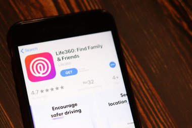 Los Angeles, California, Usa - 26 Kasım 2019: Life360 Uygulama Mağazası sayfası Masa üstü görünümü, İllüstrasyon Editörü