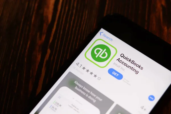 Los Angeles, California, Usa - 26 Kasım 2019: Quickbooks Messenger App Store sayfası Masaüstü Görünümü, İllüstrasyon Editörü
