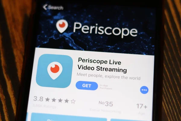 Los Angeles, Califórnia, EUA - 28 de novembro de 2019: Ícone do aplicativo Periscope Live na tela do celular, Editorial Ilustrativo — Fotografia de Stock