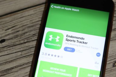 Los Angeles, California, Usa - 28 Kasım 2019: Cep telefonu ekranında Endomondo Sports Tracker uygulaması simgesi, İllüstrasyon Editörü
