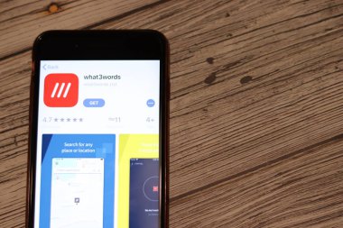 Los Angeles, California, Usa - 27 Kasım 2019: What 3words App Store sayfası, Illustrative Editorial