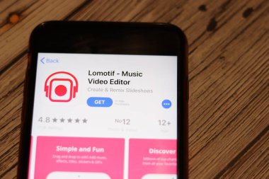 Los Angeles, California, Usa - 26 Kasım 2019: Lomotif Video Editörü Uygulama Mağazası sayfası Masa üstü görünümü, İllüstrasyon Editörü