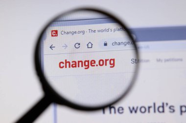 Los Angeles, California, Usa - 3 Aralık 2019: Web sitesi sayfasını değiştir. Change.org logosu ekranda, İllüstrasyon Editörü