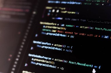 Yazılım kodunu kapat. Programlama işlemi. Arkaplan kopyalama alanı