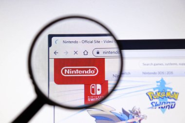 Los Angeles, California, Usa - 19 Aralık 2019: Nintendo web sitesi. Ekranda Nintendo.com logosu, İllüstrasyon Editörü