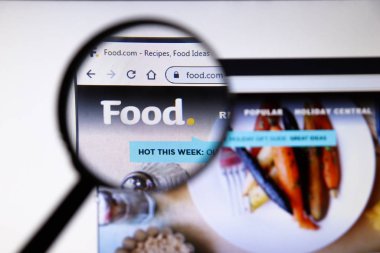 Los Angeles, California, Usa - 19 Aralık 2019: Yemek sitesi sayfası. Ekranda Food.com logosu, İllüstrasyon Editörü