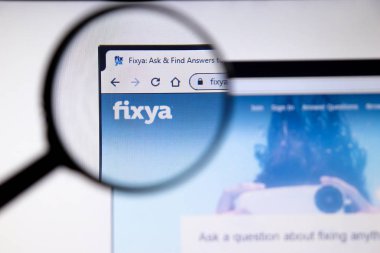 Los Angeles, California, Usa - 19 Aralık 2019: Fixya web sitesi. Ekranda Fixya.com logosu, İllüstrasyon Editörü
