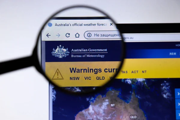 Los Angeles, California, Usa - 19. prosince 2019: Bureau of Meteorology Australian Government website page. Logo Bom.gov.au na obrazovce zblízka, Illustrative Editorial — Stock fotografie