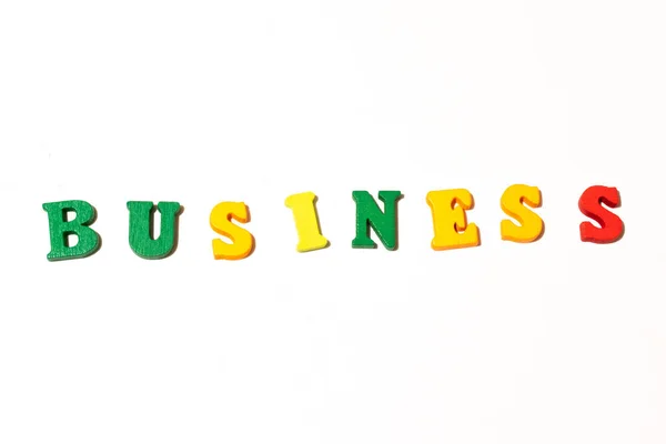 Word Business Letter Board auf weißem Hintergrund. Flachlage zur Veranschaulichung — Stockfoto