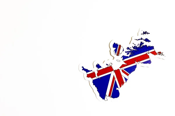 Bandera nacional del Reino Unido. Esquema de país sobre fondo blanco con espacio de copia. Ilustración política británica —  Fotos de Stock