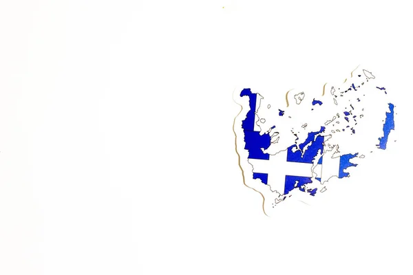 Greklands nationella flagga. Land skissera på vit bakgrund med kopia utrymme. Politisk illustration — Stockfoto
