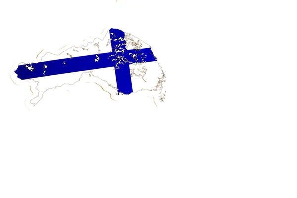 Nationale vlag van Finland. Landenschema op witte achtergrond met kopieerruimte. Beleidsillustratie — Stockfoto