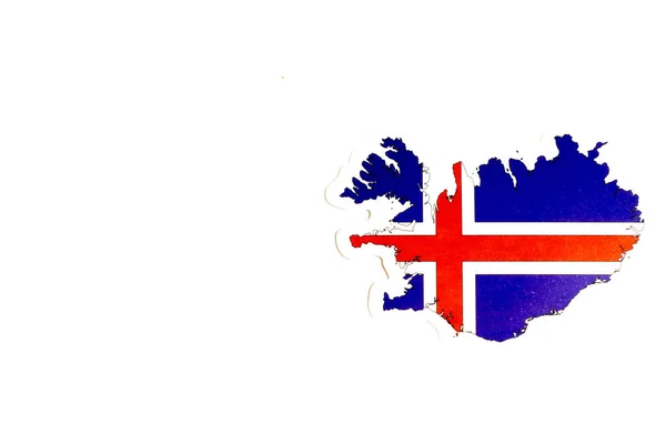 Bandera nacional de Islandia. Esquema de país sobre fondo blanco con espacio de copia. Ilustración política — Foto de Stock