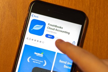 Los Angeles, Kaliforniya, ABD - 17 Ocak 2020: FreshBooks Bulut Muhasebe uygulamasının logosu ekranda, Illustrative Editorial