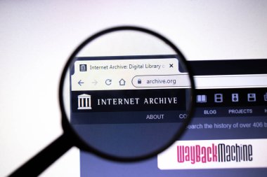 Los Angeles, California, Usa - 23 Ocak 2020: İnternet Arşivi web sitesi. Ekranda Arşive.org logosu, İllüstrasyon Editörü