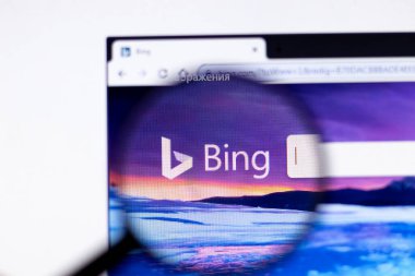 New York City, USA - 5 February 2020: Bing website page close up, Illustrative Editorial clipart