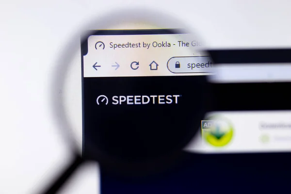 New York City, Usa - 5 lutego 2020: Speedtest strona internetowa close up, Illustrative Editorial — Zdjęcie stockowe