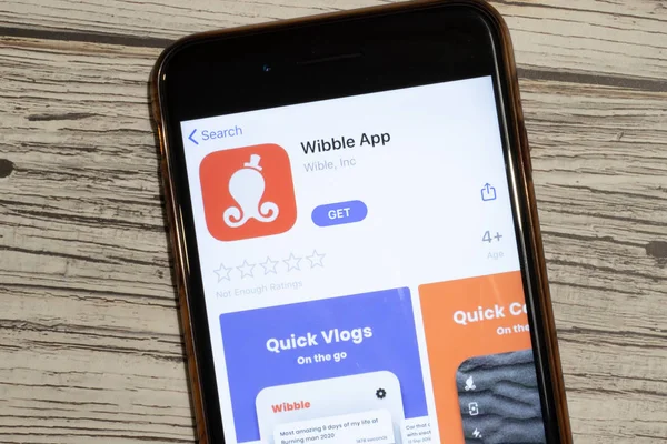 Los Angeles, Califórnia, EUA - 12 de fevereiro de 2020: Página da Wibble App Store de perto, Editorial Ilustrativo — Fotografia de Stock