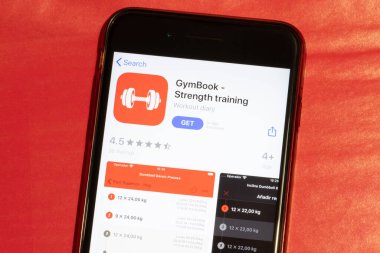 Los Angeles, California, Usa - 12 Şubat 2020: Telefonun üstündeki Jimnastik uygulaması simgesi, İllüstrasyon Editörü