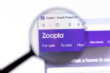 Los Angeles, California, Usa - 18.02.2020: Kapalı logolu Zoopla web sitesi. Zoopla.co.uk site simgesi ekranda, Illustrative Editorial.