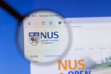 Los Angeles, California, USA - 3 March 2020: National University of Singapore NUS website homepage logo visible on display screen, Illustrative Editorial.