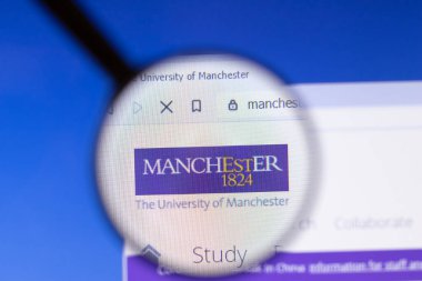 Los Angeles, California, USA - 3 March 2020: University of Manchester website homepage logo visible on display screen, Illustrative Editorial.
