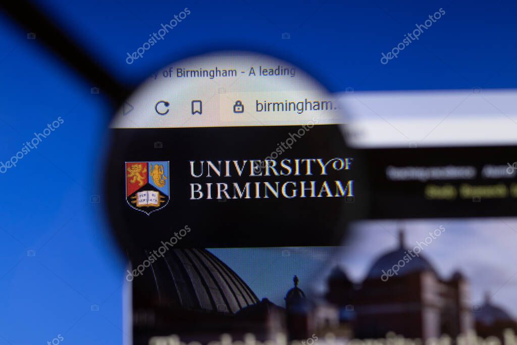 Los Angeles, California, USA - 3 March 2020: University of Birmingham website homepage logo visible on display screen, Illustrative Editorial.