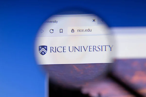 Los Angeles, California, USA - 3 March 2020: Rice University website homepage logo visible on display screen, Illustrative Editorial — Stock fotografie