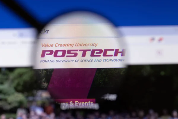 Los Angeles, California, USA - 3 March 2020: Pohang University of Science and Technology POSTECH website homepage logo visible on display screen, Illustrative Editorial — Stock fotografie