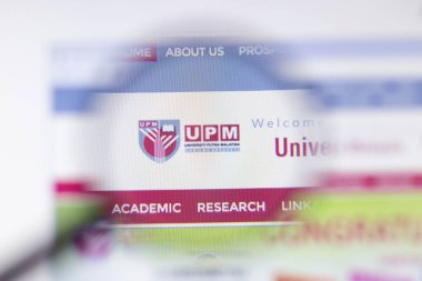 Los Angeles, Kaliforniya, ABD - 7 Mart 2020: Universiti Putra Malezya UPM web sitesi web sitesi ana sayfası logosu.