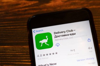 Los Angeles, California, Usa - 15 Mart 2020: Telsiz ekranında dağıtım kulübü mobil uygulama logosu, İllüstrasyon Editörü.