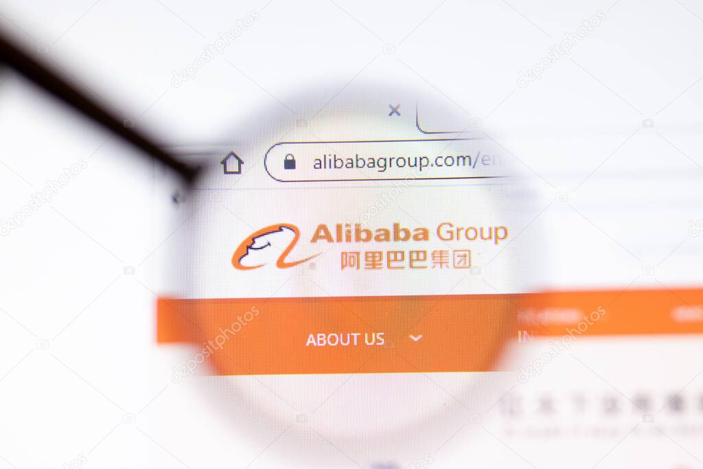 Los Angeles, California, USA - 15 March 2020: Alibaba Group Holding icon on website page. Alibabagroup.com logo visible on display screen, Illustrative Editorial.