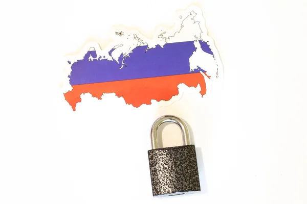 Rusya Ulusal Bayrağı Beyaz Bir Arka Plan Kapalı Bir Üst — Stok fotoğraf
