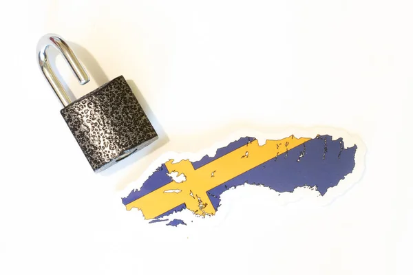 Svédország Nemzeti Zászló Vázlatos Fehér Háttér Nyitott Zár Felső Nézet — Stock Fotó