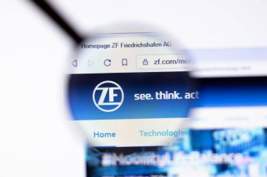 Los Angeles, Kaliforniya, ABD - 20 Mart 2020: ZF Friedrichshafen şirket logosu web sitesinin yakın plan sayfasında, İllüstrasyon Editörü.