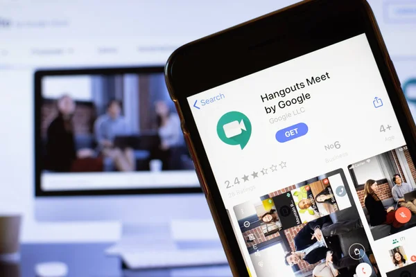Лос Анджелес Калифорния Сша Марта 2020 Года Hangouts Meet Google — стоковое фото