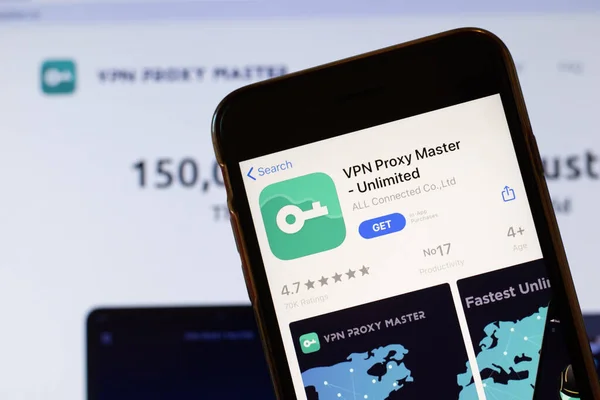 Los Angeles Califórnia Eua Março 2020 Vpn Proxy Master Unlimited — Fotografia de Stock