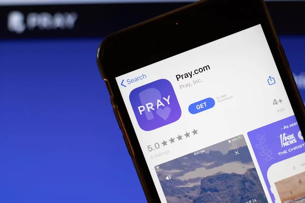 Los Angeles California Usa Március 2020 Pray Com App Logó — Stock Fotó
