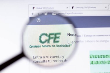 Saint Petersburg, Rusya - 29 Mart 2020: CFE ticari şirket logosu ekranda görünüyor. Şirket web sitesi kapanış sayfası, İllüstrasyon Editörü.