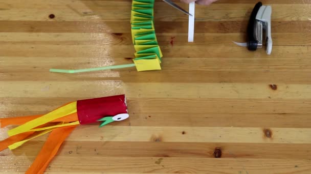 Making Unusual Interesting Children Toys Handmade Craft Stuff Kids Production — Stock Video