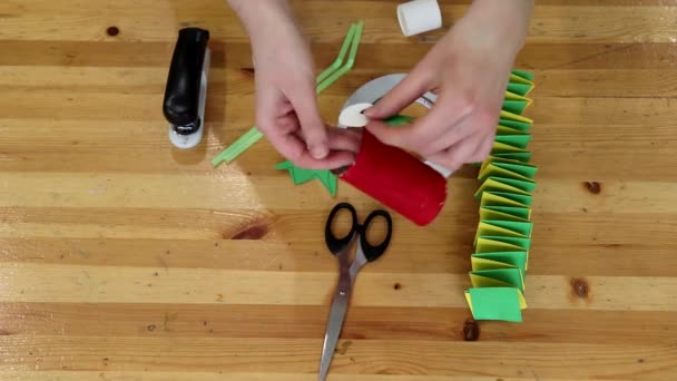 Diy Concept Footage Female Hands Making Unique Craft Toys Kids — Stock Video