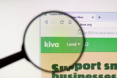 Los Angeles, Kaliforniya, ABD - 16 Nisan 2020: Kiva web sitesi logosu ana sayfada. Kiva.org sitesi, İllüstrasyon Editörü.