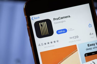 New York, ABD - 15 Mayıs 2020: ProCamera. Telefon ekranında uygulama logosu, yakın çekim simgesi, İllüstrasyon Editörü.